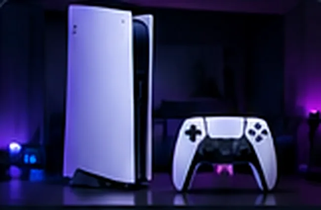 Concept imagery of a PlayStation console and controllers