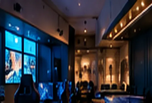Illustrative welcoming gaming and entertainment lounge